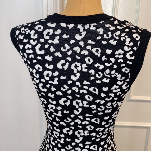 Rebecca Taylor Black White Animal Print Knit Dress Size M - Picture 5 of 6